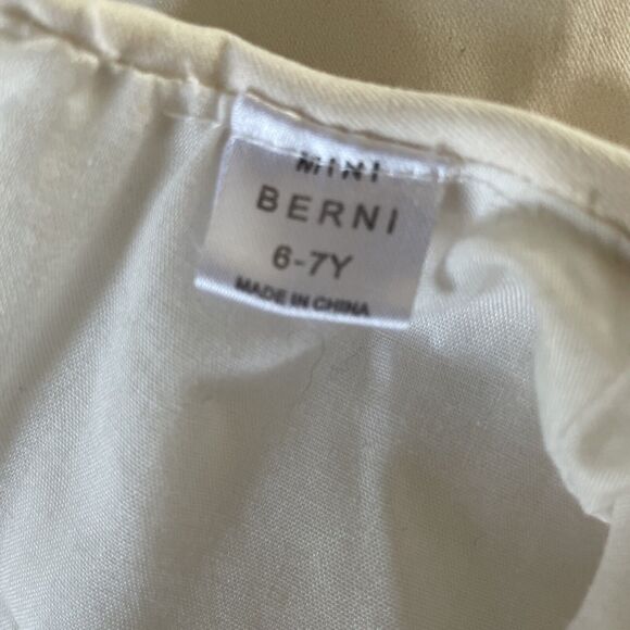 Mini Berni girls Dress 6Y / 7Y Bird embroidered graphic bright color White Party - Picture 7 of 8